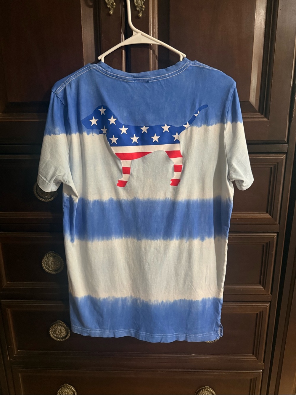 Victoria’s Secret Pink tie dye patriotic pup tee small